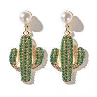 Korea Simple Forest Pearl Green Cactus Earrings Wholesale Nihaojewerly main image 3