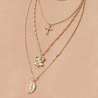 New Rose Flower Alloy Multi-layer Clavicle Cross Pendant Necklace For Women main image 4