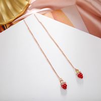 Pompon Coréen Mignon Pendentif Fruits Fraise Longues Boucles D&#39;oreilles Simples Ligne D&#39;oreille En Gros Nihaojewerly main image 5