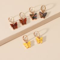 Fashion All-match Combination Korea New Trend Color Shell Butterfly 3-piece Alloy Earrings Set main image 3