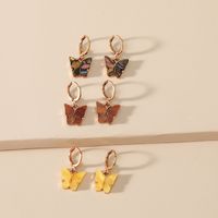 Fashion All-match Combination Korea New Trend Color Shell Butterfly 3-piece Alloy Earrings Set main image 4