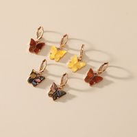 Fashion All-match Combination Korea New Trend Color Shell Butterfly 3-piece Alloy Earrings Set main image 5