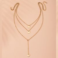 Collar Colgante De Aleación De Cadena Larga Con Disco Multicapa Colgante De Oro De Moda Para Mujer main image 1
