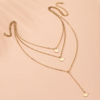 Collar Colgante De Aleación De Cadena Larga Con Disco Multicapa Colgante De Oro De Moda Para Mujer main image 3