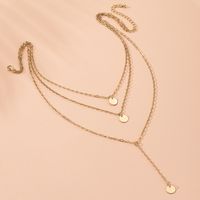 Fashion Gold Pendant Multi-layer Disc Long Chain Alloy Pendant Necklace For Women main image 3