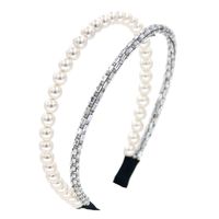 Pearl Crystal Double-layer Headband Rainbow Four-color Bridal Headband Wholesale Nihaojewelry sku image 2