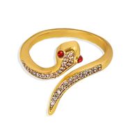 Silver Transparent Diamonds Inlaid Snake-shaped Opening Copper Inlaid Zirconium Ring Wholesale Nihaojewerly sku image 5