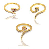 Silver Transparent Diamonds Inlaid Snake-shaped Opening Copper Inlaid Zirconium Ring Wholesale Nihaojewerly sku image 9