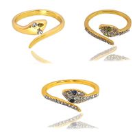 Silver Transparent Diamonds Inlaid Snake-shaped Opening Copper Inlaid Zirconium Ring Wholesale Nihaojewerly sku image 8