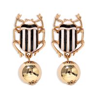 Geometric Spherical Color Striped Beetle Metal Creative Fashion Earrings Wholesale Nihaojewerly sku image 1