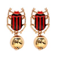 Geometric Spherical Color Striped Beetle Metal Creative Fashion Earrings Wholesale Nihaojewerly sku image 2