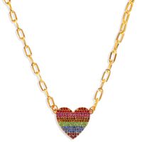 Color Peach Heart Diamond Fashion Wild Trend Alloy Pendant Clavicle Metal Chain For Women sku image 1