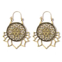 Bohemian Ethnic Carved Rotating Hollow Flowers Retro Earrings Wholesale Nihaojewerly sku image 12