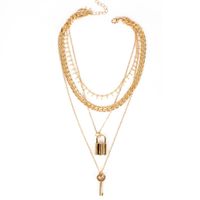 Fashion  Multi-layer Metal Alloy Lock Pendant Necklace For Women sku image 1