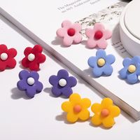 Korea's Simple And Cute Girl Candy Color Matching Flower Earrings main image 1