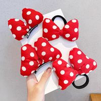 Korean New Three-dimensional Bow  Polka Dot Hair Rope Red  Dot Duckbill Clip Wholesale main image 3