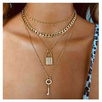 Fashion  Multi-layer Metal Alloy Lock Pendant Necklace For Women main image 2