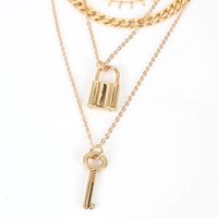 Fashion  Multi-layer Metal Alloy Lock Pendant Necklace For Women main image 5