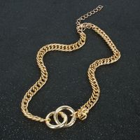 Simple Two-ring Interlocking Item Single-layer Exaggerated Circle Alloy Sweater Chain For Women main image 3