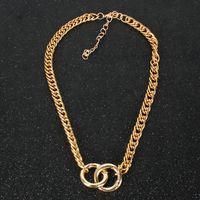 Simple Two-ring Interlocking Item Single-layer Exaggerated Circle Alloy Sweater Chain For Women main image 4