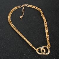Simple Two-ring Interlocking Item Single-layer Exaggerated Circle Alloy Sweater Chain For Women main image 5
