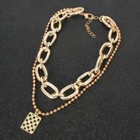 Europäische Und Amerikanische Kreative Mode Persönlichkeit Halskette Damen Einfache Metall Quadratische Anhänger Schlüsselbein Kette Halskette 14150 main image 5