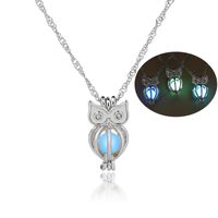 Hot-selling Fashion Luminous Bead Multicolor Hollow Owl Pendant Necklace main image 1