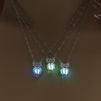 Hot-selling Fashion Luminous Bead Multicolor Hollow Owl Pendant Necklace main image 3