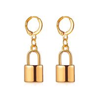 New Punk Style Hip-hop Creative Lock Ear Buckle Gold And Silver Pendant Earrings Wholesale Nihaojewelry main image 1