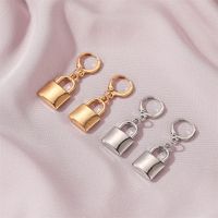 New Punk Style Hip-hop Creative Lock Ear Buckle Gold And Silver Pendant Earrings Wholesale Nihaojewelry main image 4