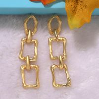 Concave-convex Gold Geometric Round Square Alloy Generous Fashion Earrings Wholesale main image 3
