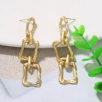 Concave-convex Gold Geometric Round Square Alloy Generous Fashion Earrings Wholesale main image 4