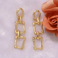 Concave-convex Gold Geometric Round Square Alloy Generous Fashion Earrings Wholesale main image 5
