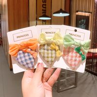 Korean Love Plaid Girls Solid Color Small Bow Children Bb Clip Rubber Band main image 2