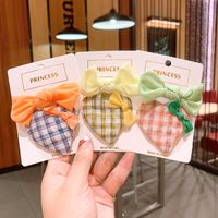 Korean Love Plaid Girls Solid Color Small Bow Children Bb Clip Rubber Band main image 3