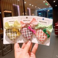 Korean Love Plaid Girls Solid Color Small Bow Children Bb Clip Rubber Band main image 4