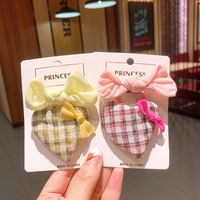 Korean Love Plaid Girls Solid Color Small Bow Children Bb Clip Rubber Band main image 5