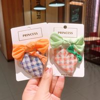 Korean Love Plaid Girls Solid Color Small Bow Children Bb Clip Rubber Band main image 6