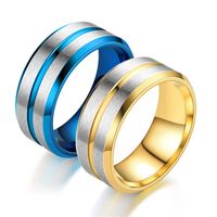 New Double Beveled Side Blue Gold Ring Wholesale Nihaojewelry main image 1