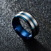 New Double Beveled Side Blue Gold Ring Wholesale Nihaojewelry main image 5