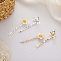 Soft Cute Poached Egg  Retro Spoon Fork  Side Clip Wholesale Nihaojewelry main image 4