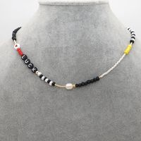 Fashion Rice Beads Letter Necklace Female Bohemian Beach Wind Natural Pearl Clavicle Chain main image 1