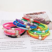 Fashion Bohemian Beach Style Natural Baroque Pearl Color Soft Ceramic Letter Bracelet For Women main image 2
