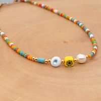Fashion Bohemian Candy Colorful Rice Beads Clavicle Chain Natural Pearl Necklace For Women main image 5