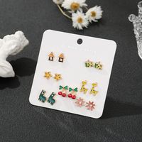 Korean Students Wild Simple Alloy 7-pieces Earring Set Week Combination main image 5