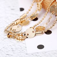 Fashion Suit Alloy Bead Chain Handmade Sequin Beach Layered Anklet main image 3