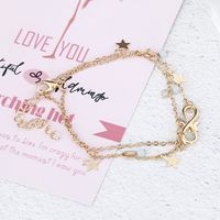 New Footwear Fashion Simple Good Luck Number 8 Crystal Five-pointed Star Tassel Multilayer Anklet main image 3