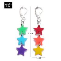New Style Keychain Hanging Ring Red Orange Yellow Green Blue Purple Acrylic Tassel Star Five-pointed Star Earrings main image 5