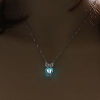 Hot-selling Fashion Luminous Bead Multicolor Hollow Owl Pendant Necklace sku image 3