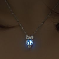 Hot-selling Fashion Luminous Bead Multicolor Hollow Owl Pendant Necklace sku image 1